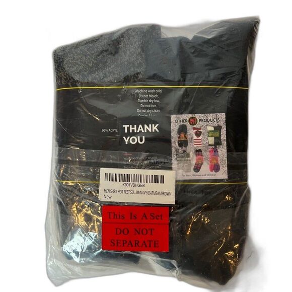 Hot Feet Heavy Thermal Socks Men's 4PK Size 6-12.5 New - Picture 2 of 2